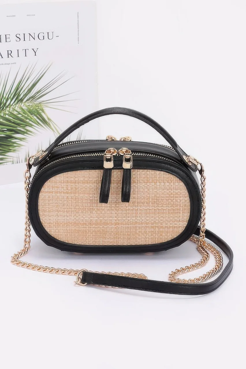 Faux Straw Bowling Bag