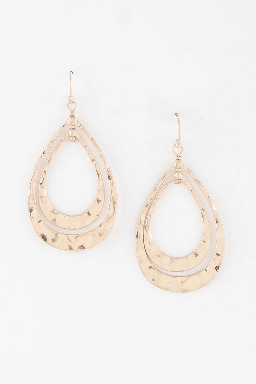 Hammered Double Teardrop Earrings