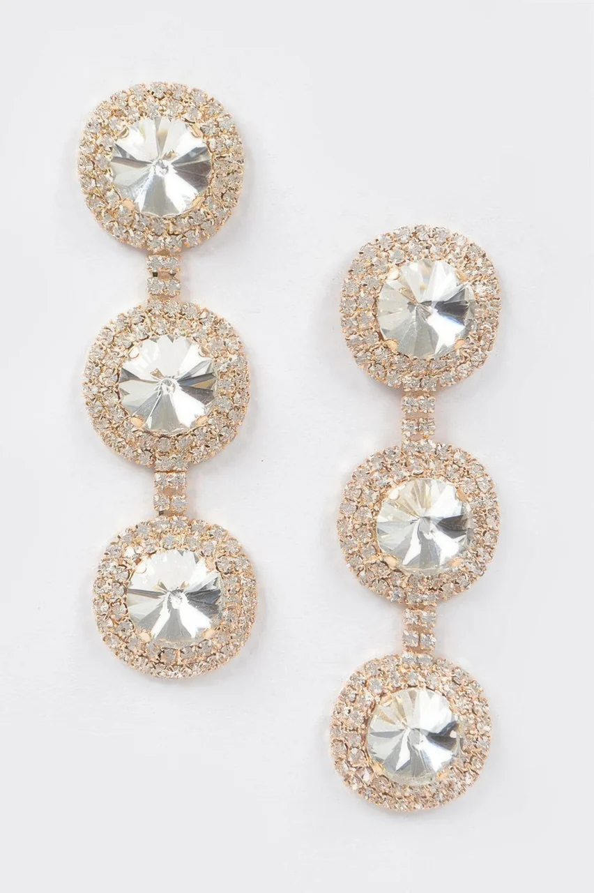 Multi Rhinestone Dangle Earring
