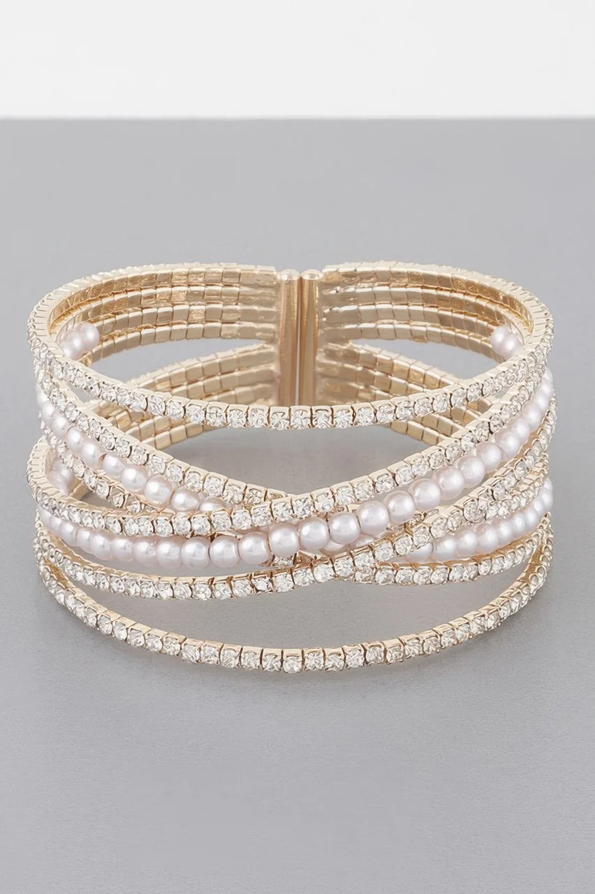 Multi Cross Jewel Cuff Bracelet