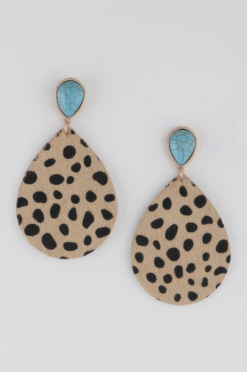 Animal Print Teardrop Earrings