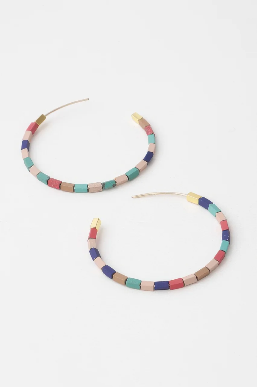 Beaded Clay Hoop Earrings