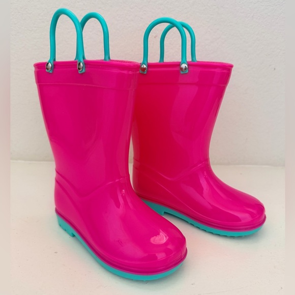 Pink and Teal Rain Boots