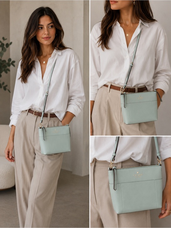 kate spade Seafoam Leather Crossbody Bag with Gold Hardware