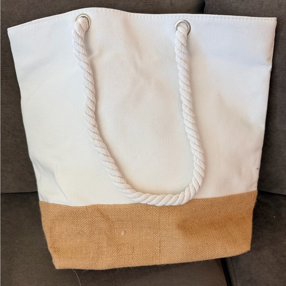Two-Tone Canvas Tote Bag NWOT